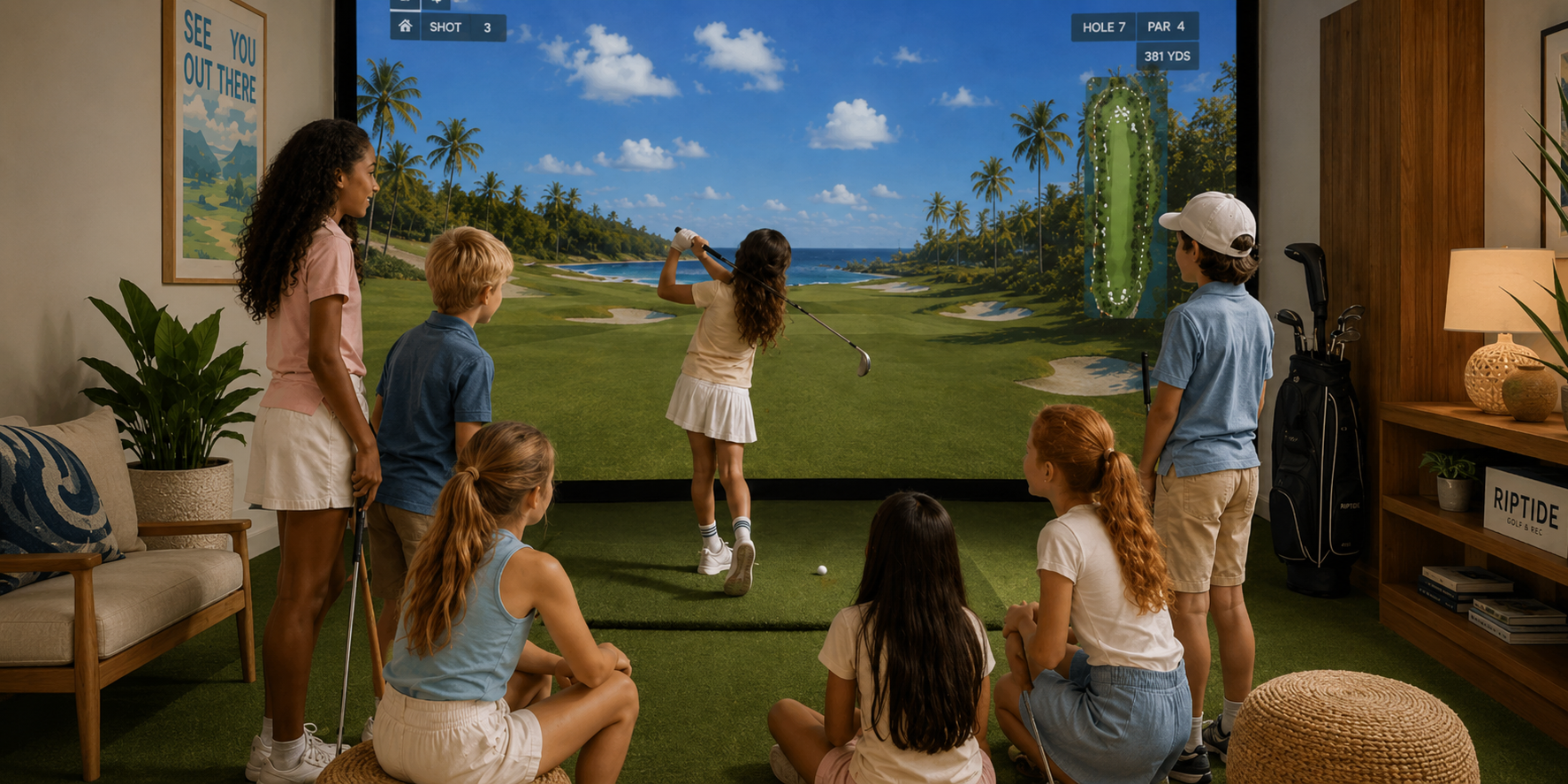 Photo of junior golfers being coached