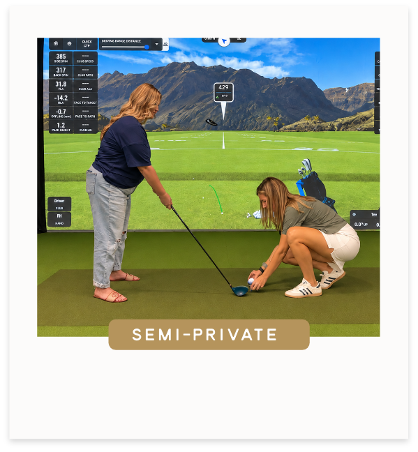 Golfer being privately taught golf.