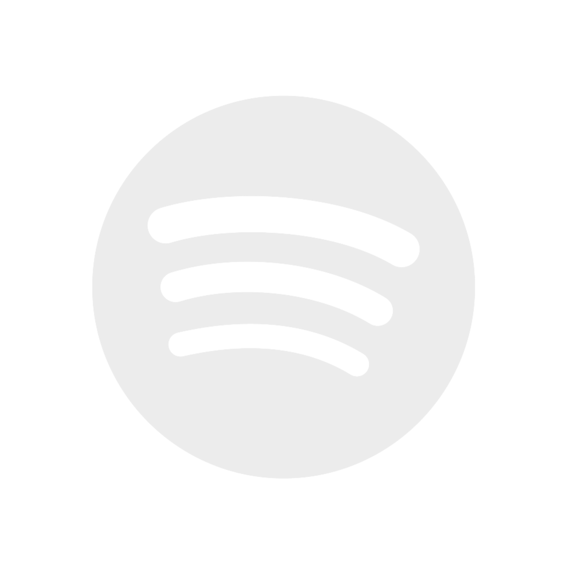 Spotify logo, a gray circle with three curved lines resembling sound waves.