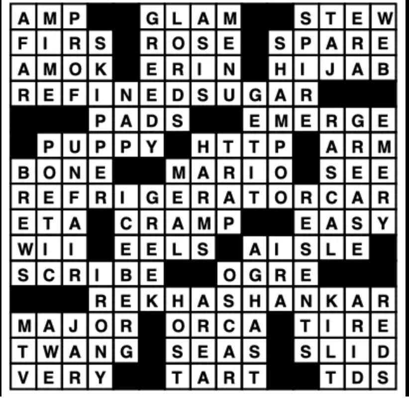 A crossword puzzle with various words related to animals, nature, and objects.