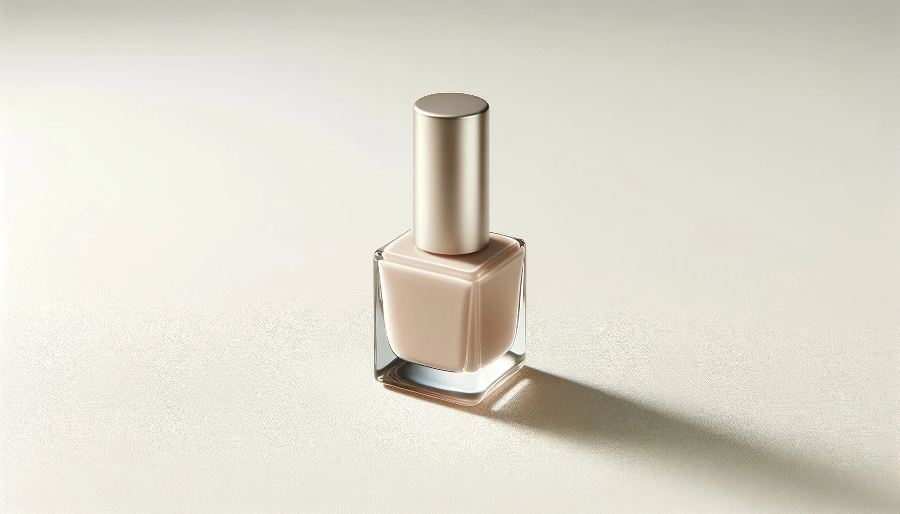 Nail polish bottle with non-plastic metal cap.