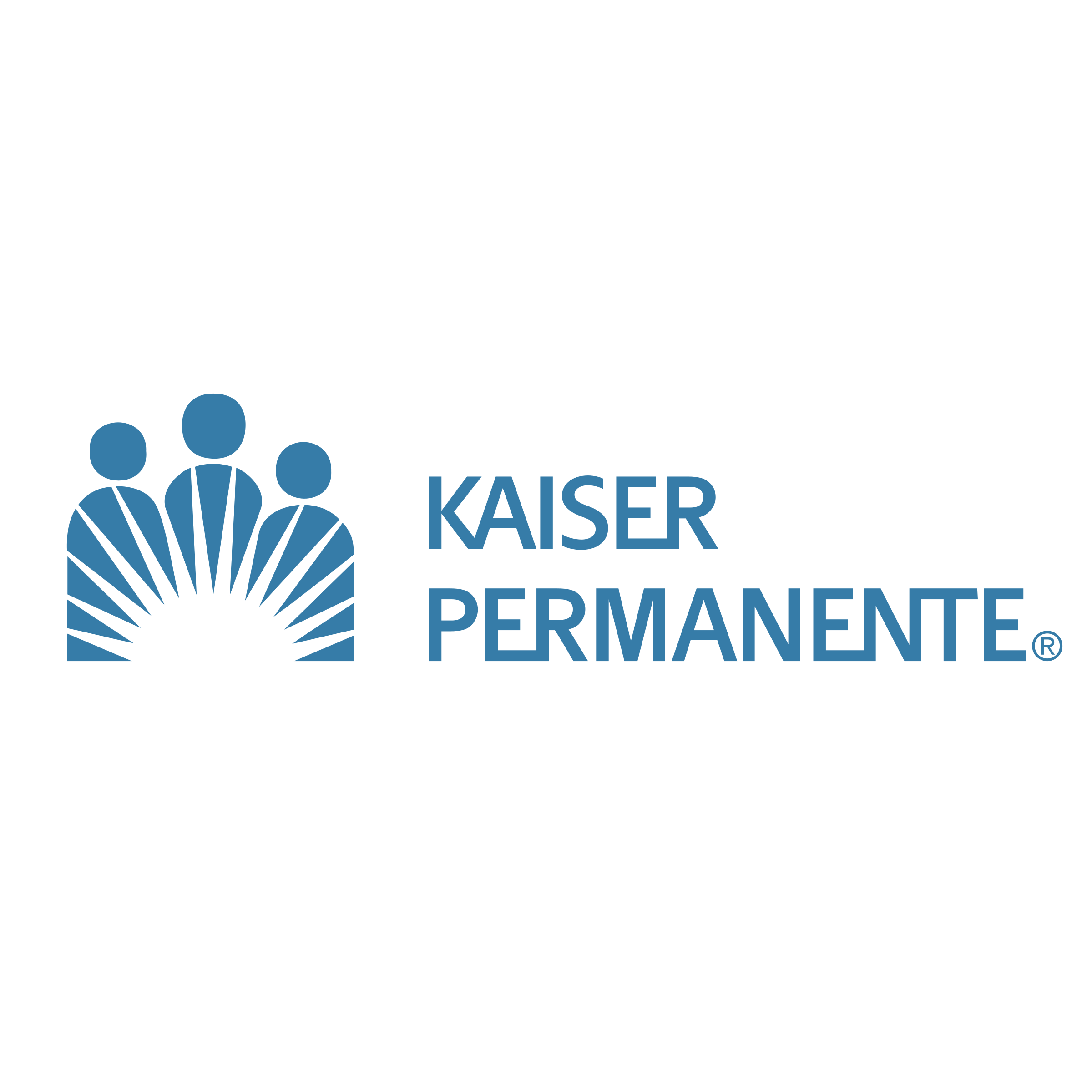 Kaiser Permanente logo with a stylized blue icon of three overlapping figures and the company name in blue text.