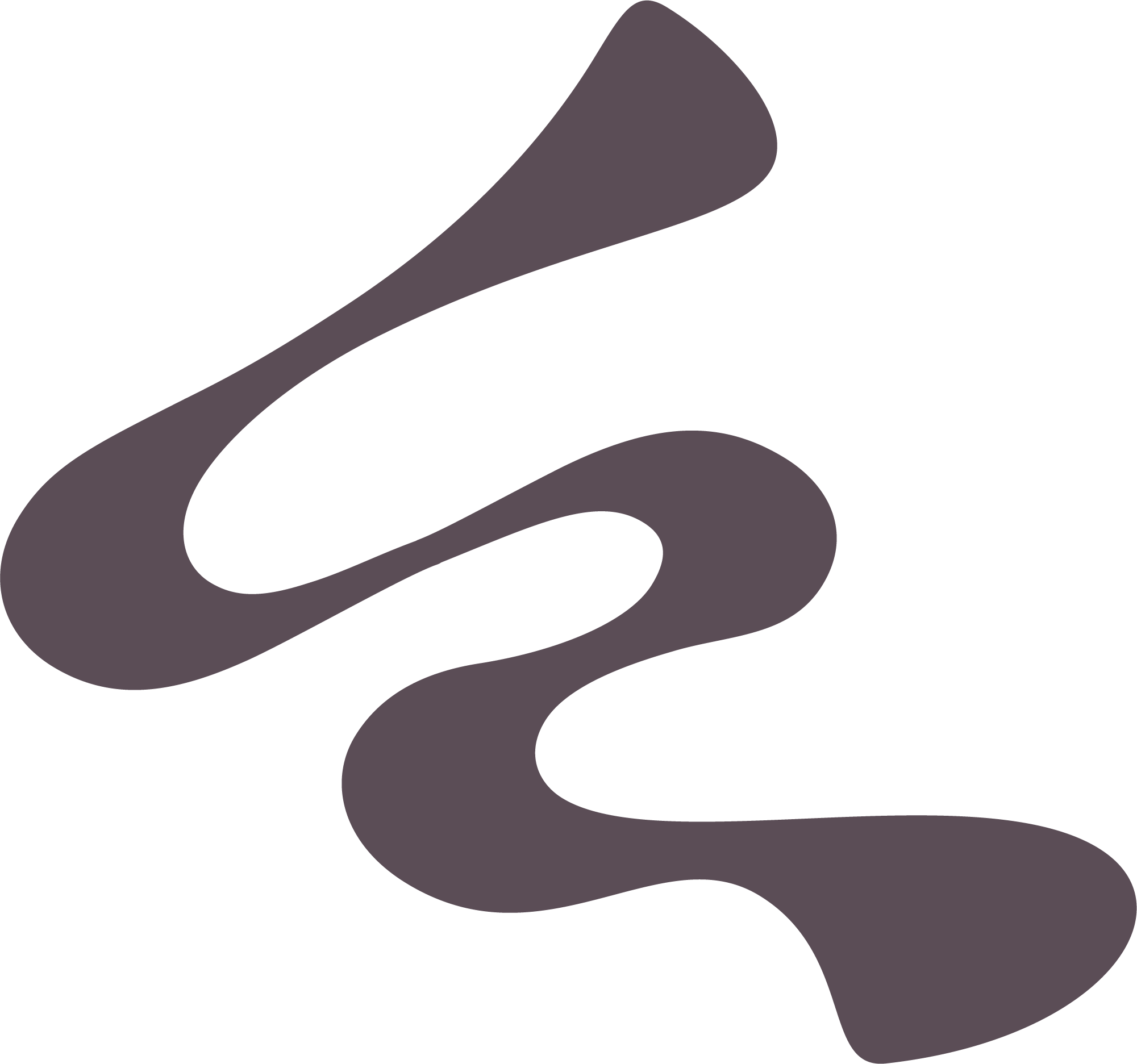 Gray abstract swirling shape on a black background.