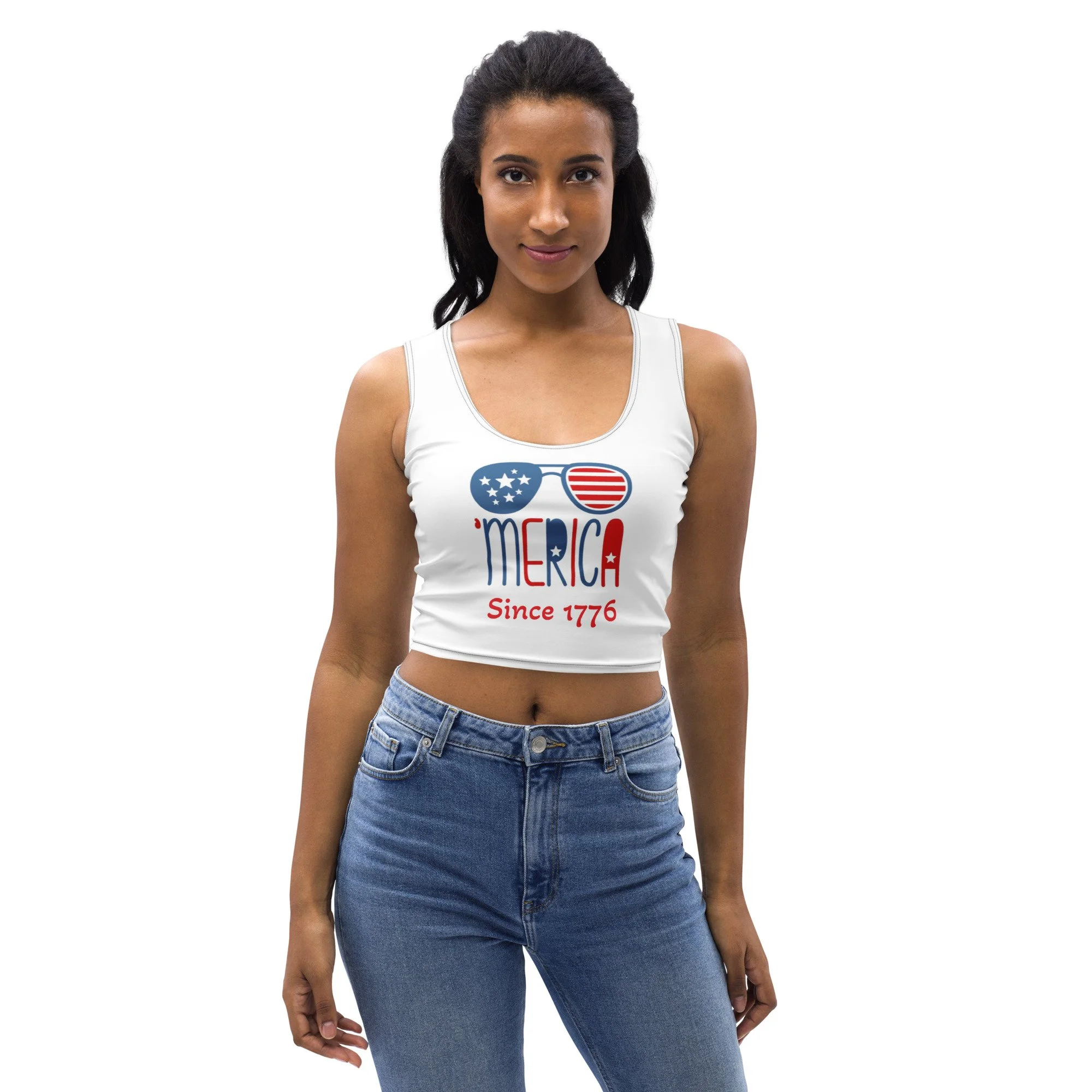 " 'MERICA 250th ANNIVERSARY " Women's Crop Top Tank Top