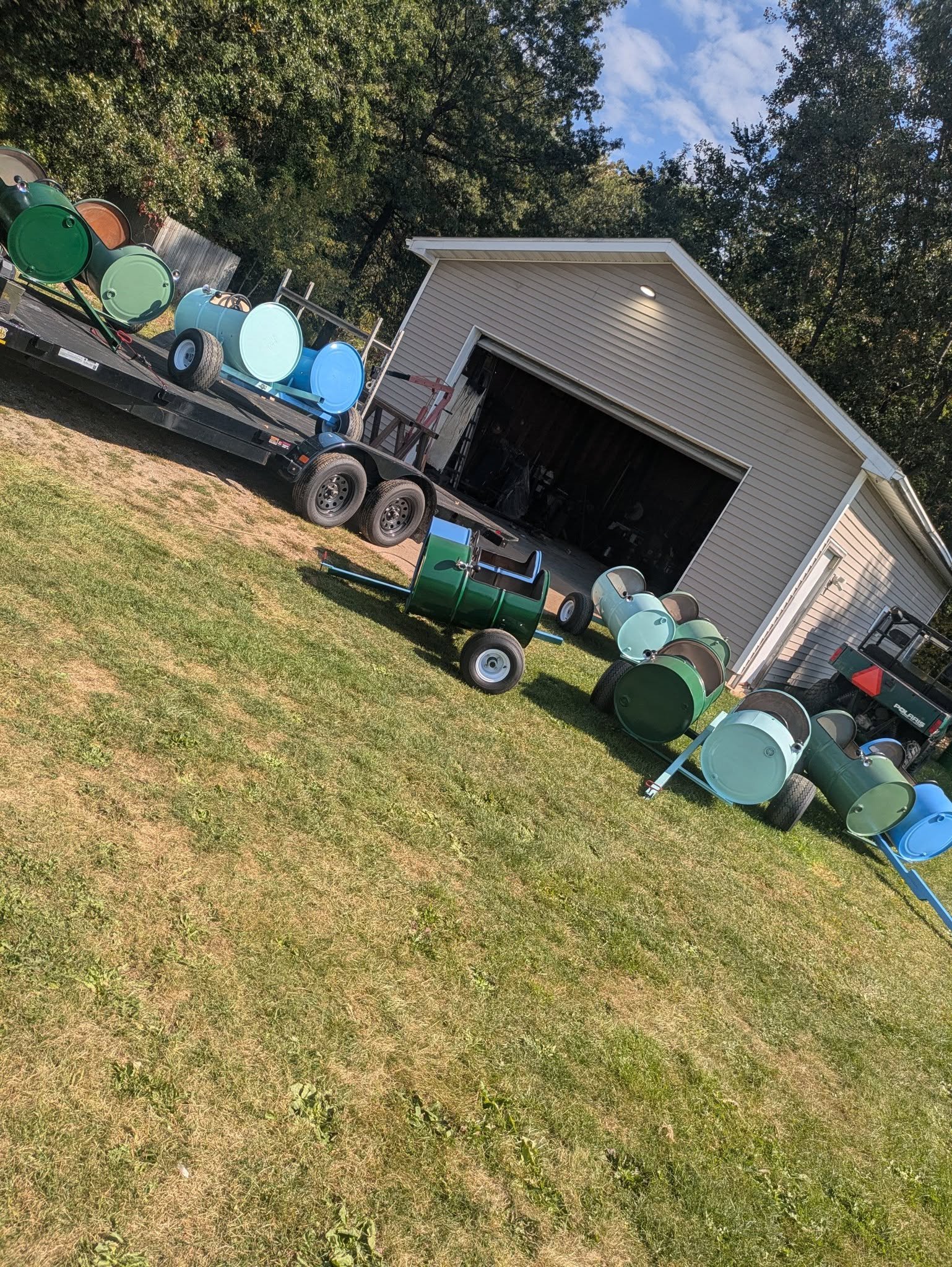 6 sets of double barrel train cars for a semi-local family owned farm