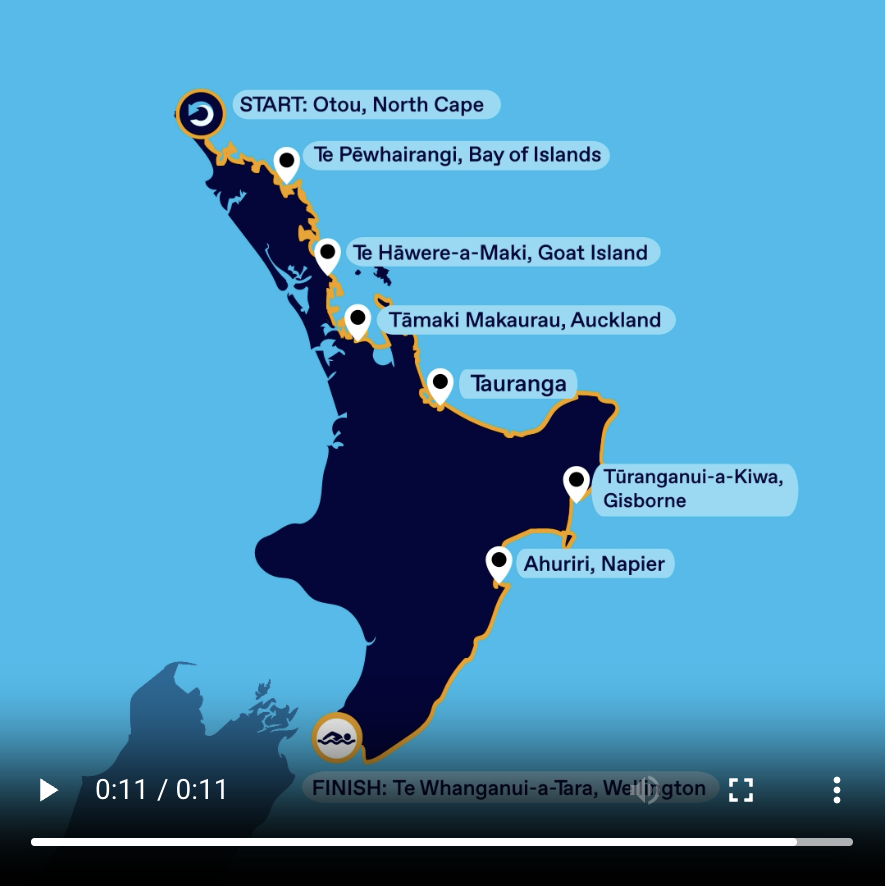  Jonno Riddlers 1400 km swim will be the longest unassisted staged swim in history. New Zealand’s maritime territory is 15 times its landmass but we only protect 0.4% of it. 