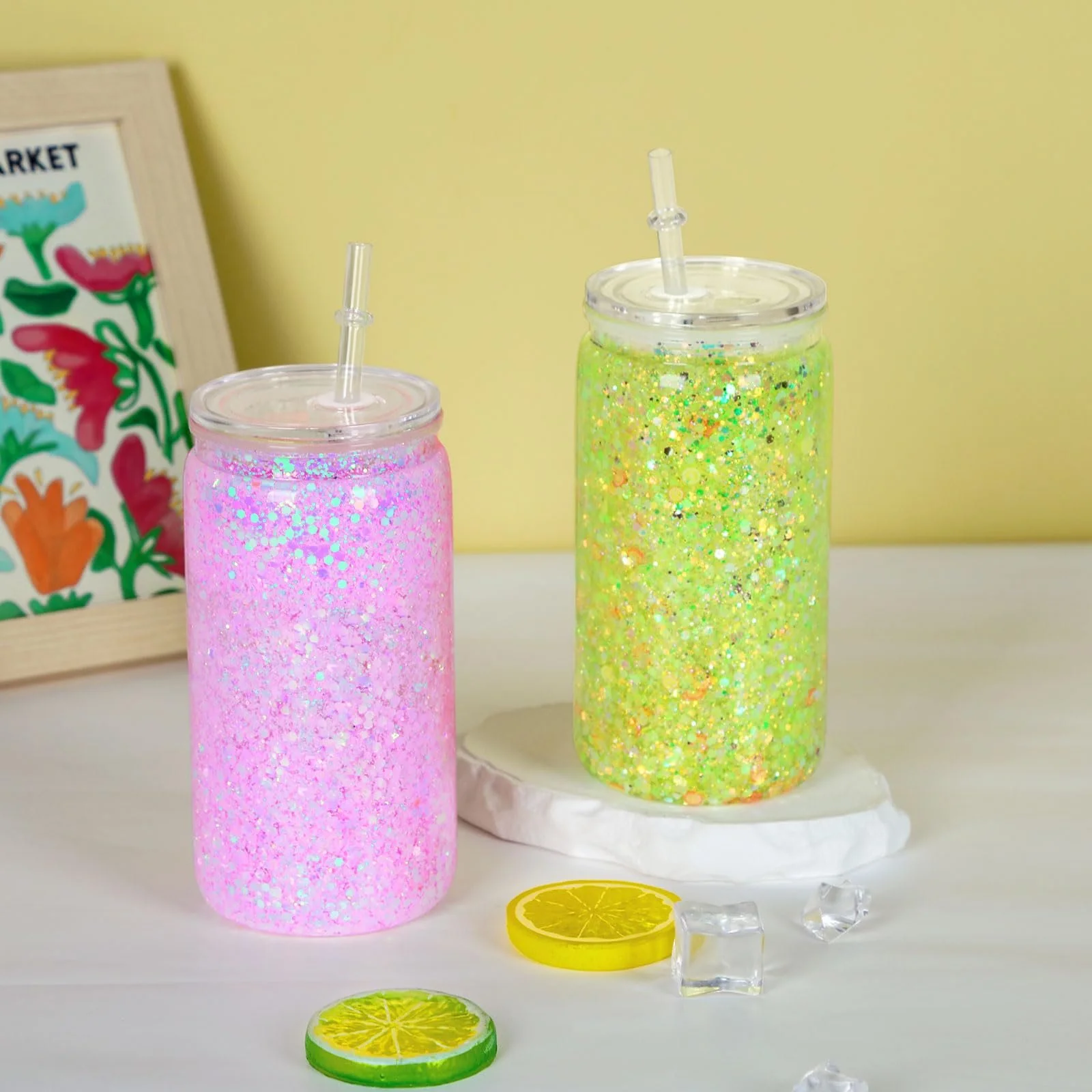 16oz Double-Wall Snow Globe Tumbler