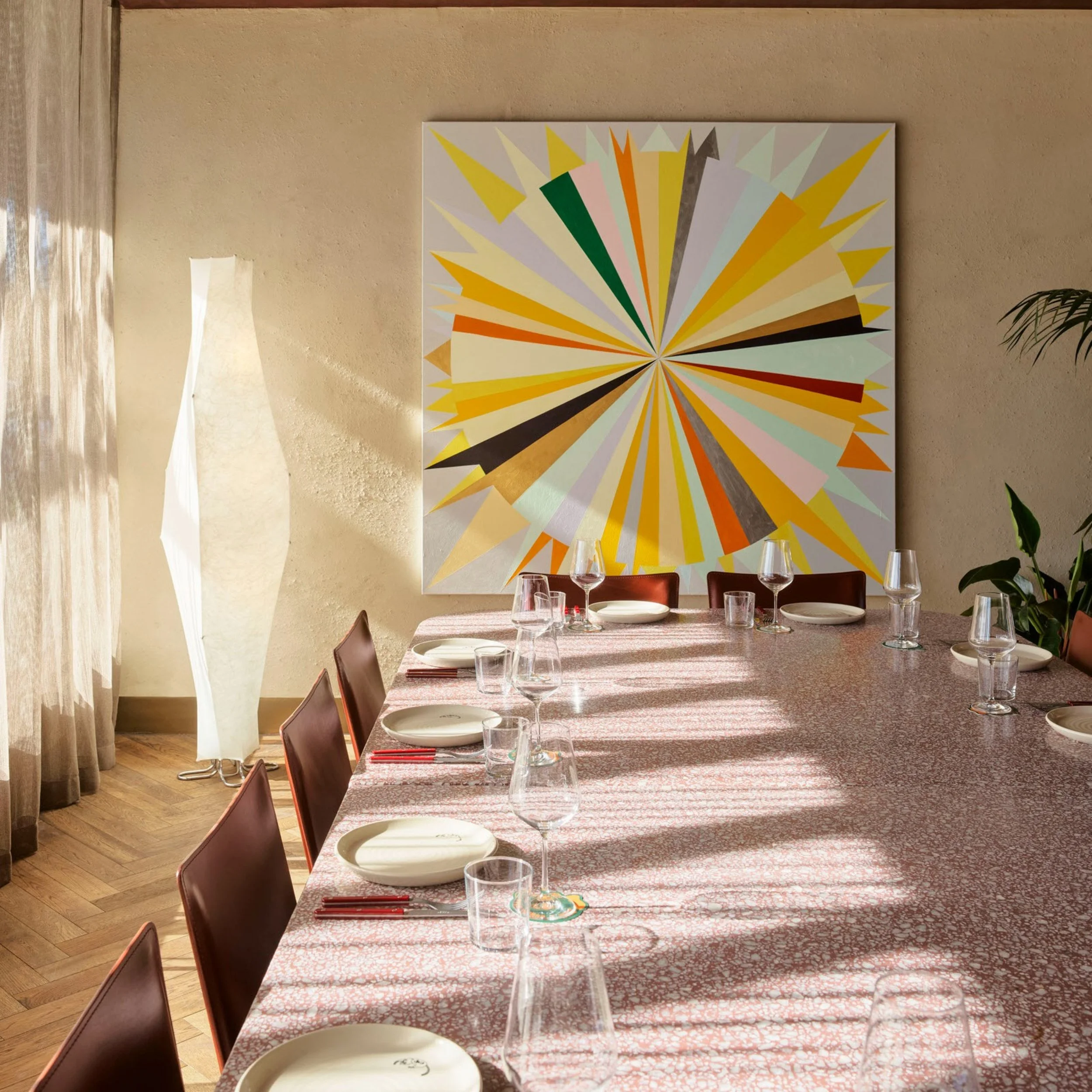 custom pink terrazzo dining room table 