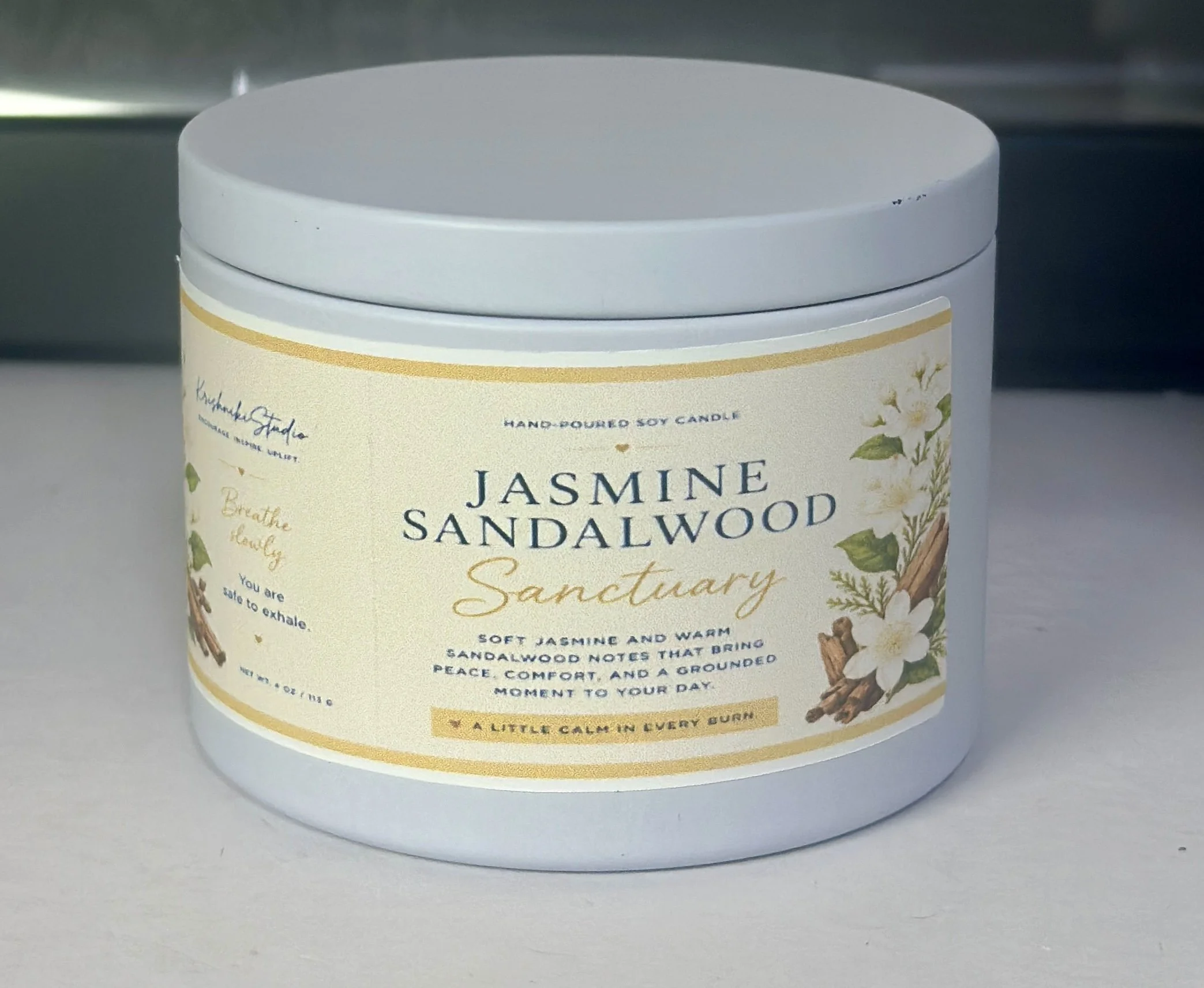 Jasmine Sandalwood Sanctuary Soy Candle