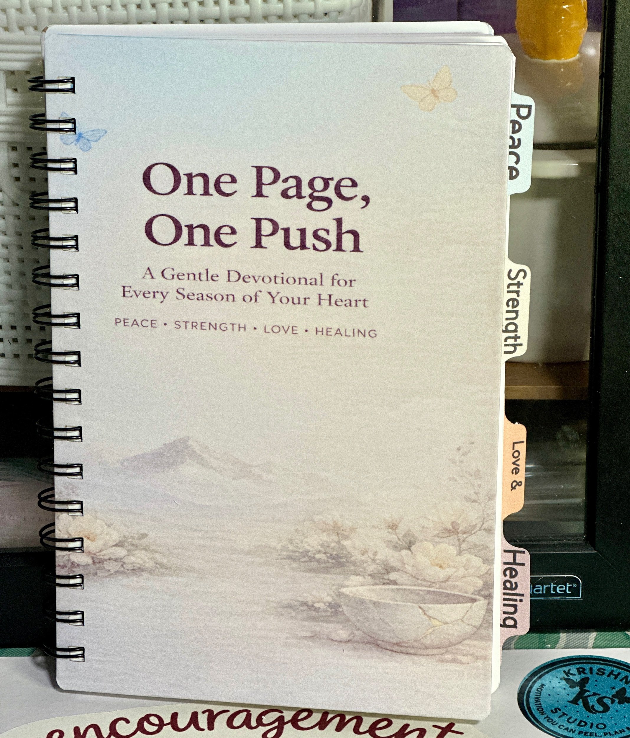 One Page, One Push | 4-in-1 Christian Devotional Journal | 120-Day Bible Study & Prayer Journal | Peace, Strength, Love & Healing