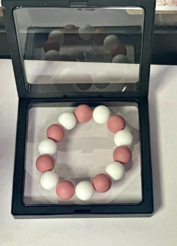 Rose & White Silicone Bead Bracelet