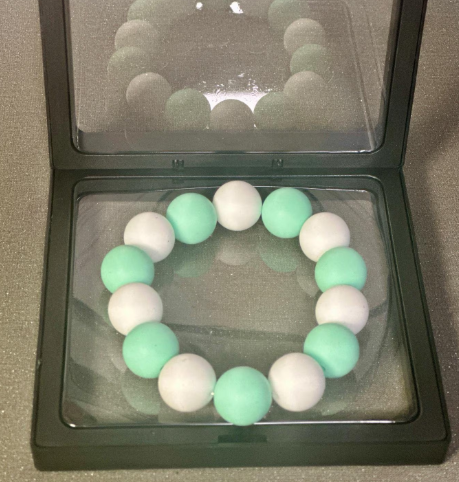 Mint & White Silicone Bead Bracelet