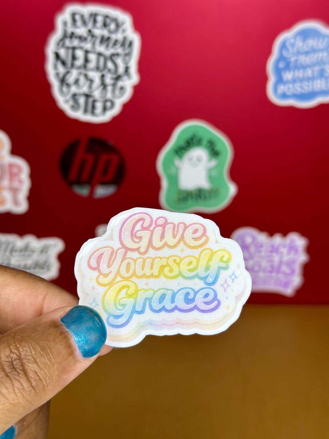 'Give Yourself Grace' Motivational Vinyl Sticker