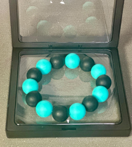 Turquoise & Black Silicone Bead Bracelet