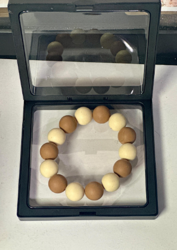 Camel & Cream Silicone Bead Bracelet