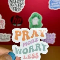 'Pray More, Worry Less' Inspirational Sticker