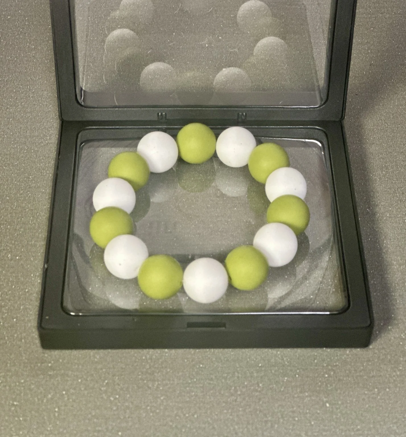 Lime & White Silicone Bead Bracelet
