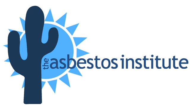 Logo for the Asbestos Institute featuring a blue cacti and a blue sunburst design with the text "the asbestos institute".