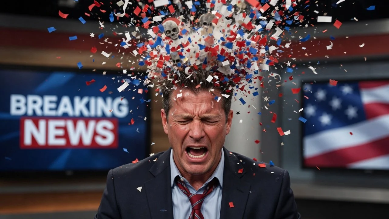 American newscaster freaking out head exploding