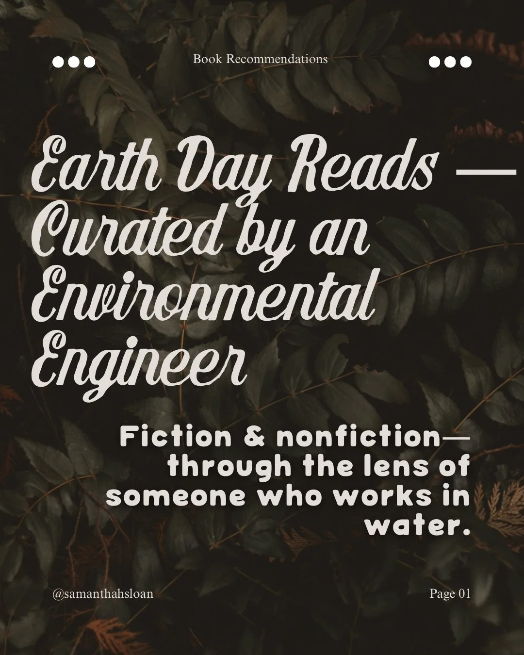 Earth Day always makes me think about how differently I read environmental books now after working in the field.

Working in water, I don&rsquo;t really see these as just stories anymore. They&rsquo;re systems, decisions, tradeoffs&hellip; things I d