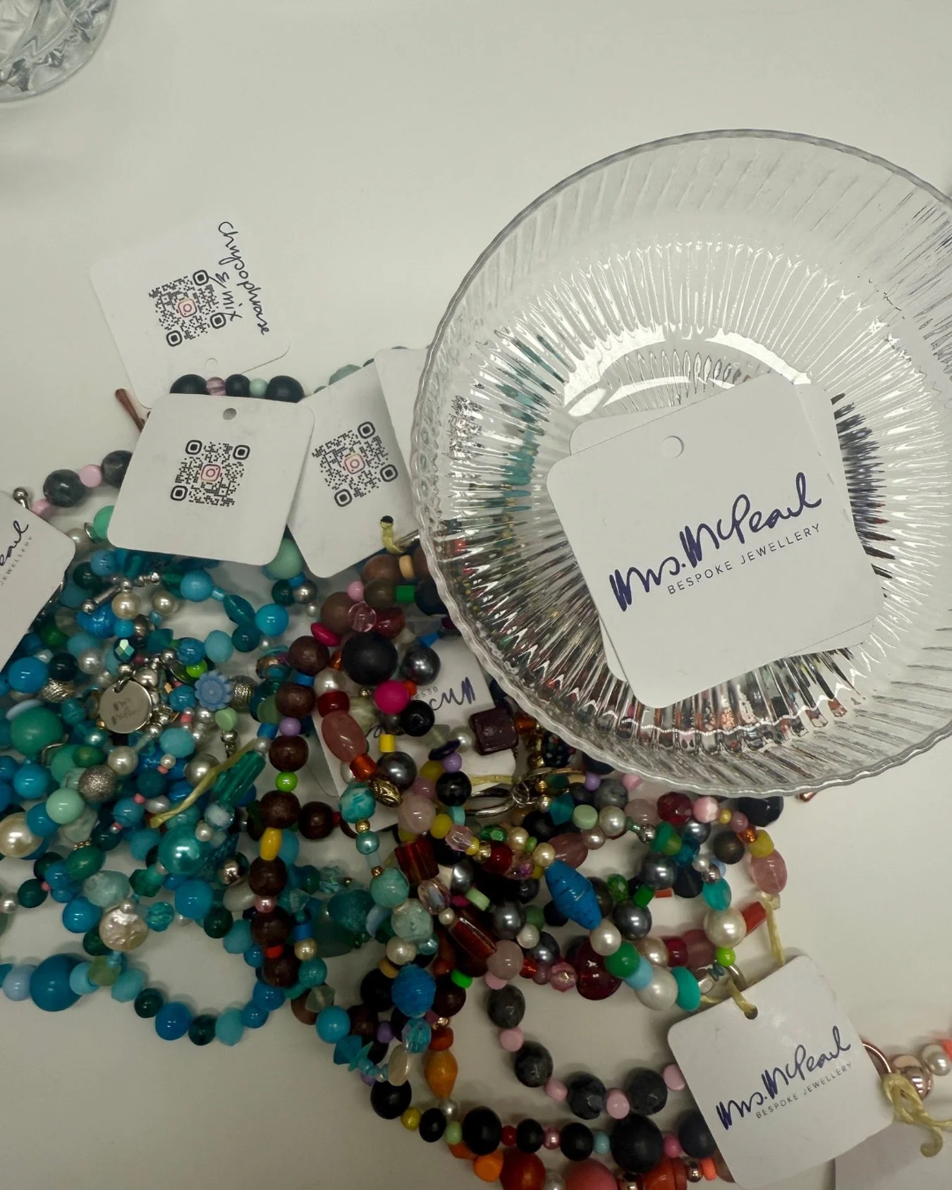 Behind every Mrs McPearl design is a table full of colour, texture and imagination. These vibrant beads are the starting point for necklaces that are handcrafted, unique, and full of personality.