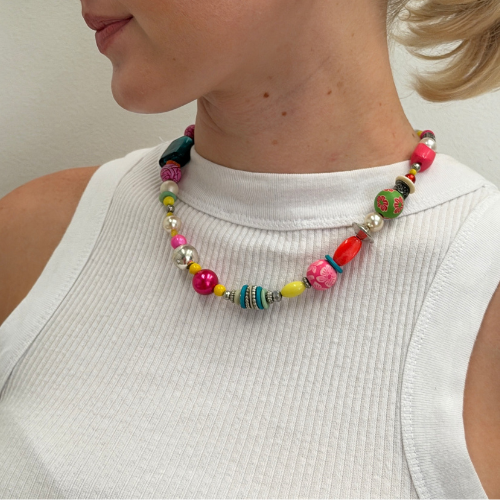 Carnival Necklace Pink Flower 45