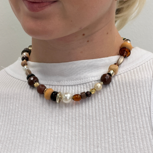 Carnival Necklace Brown Gold 42