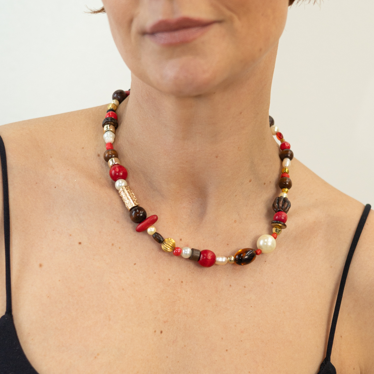 Carnival Necklace Brown Pearl Oak 46