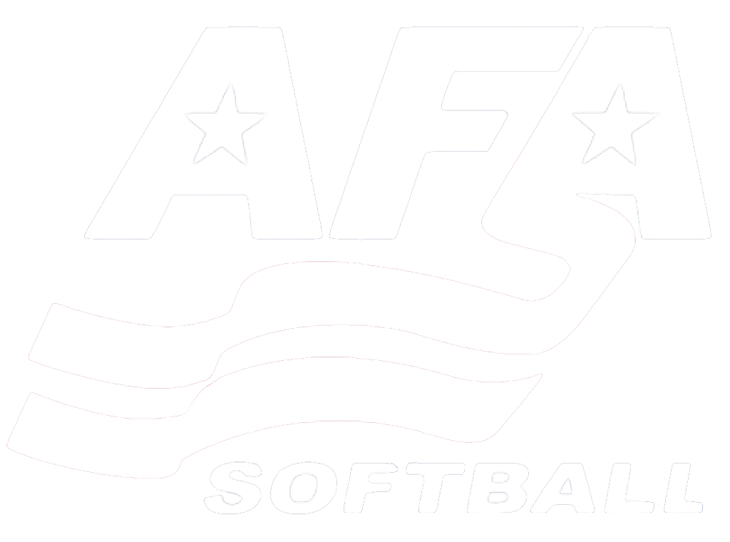 Logo for the Amateur Softball Association (ASA) featuring bold white letters 'ASA' with star cutouts and a stylized American flag with wavy stripes below, and the word 'Softball' underneath.