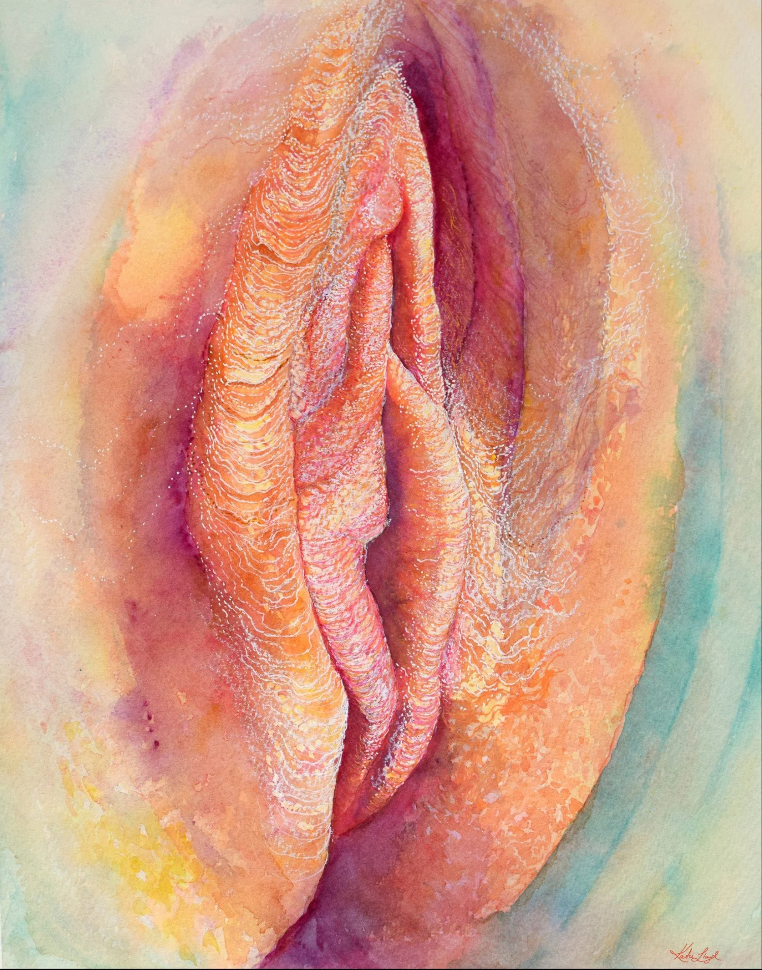 Pretty as a Peach - Watercolour & Ink on paper