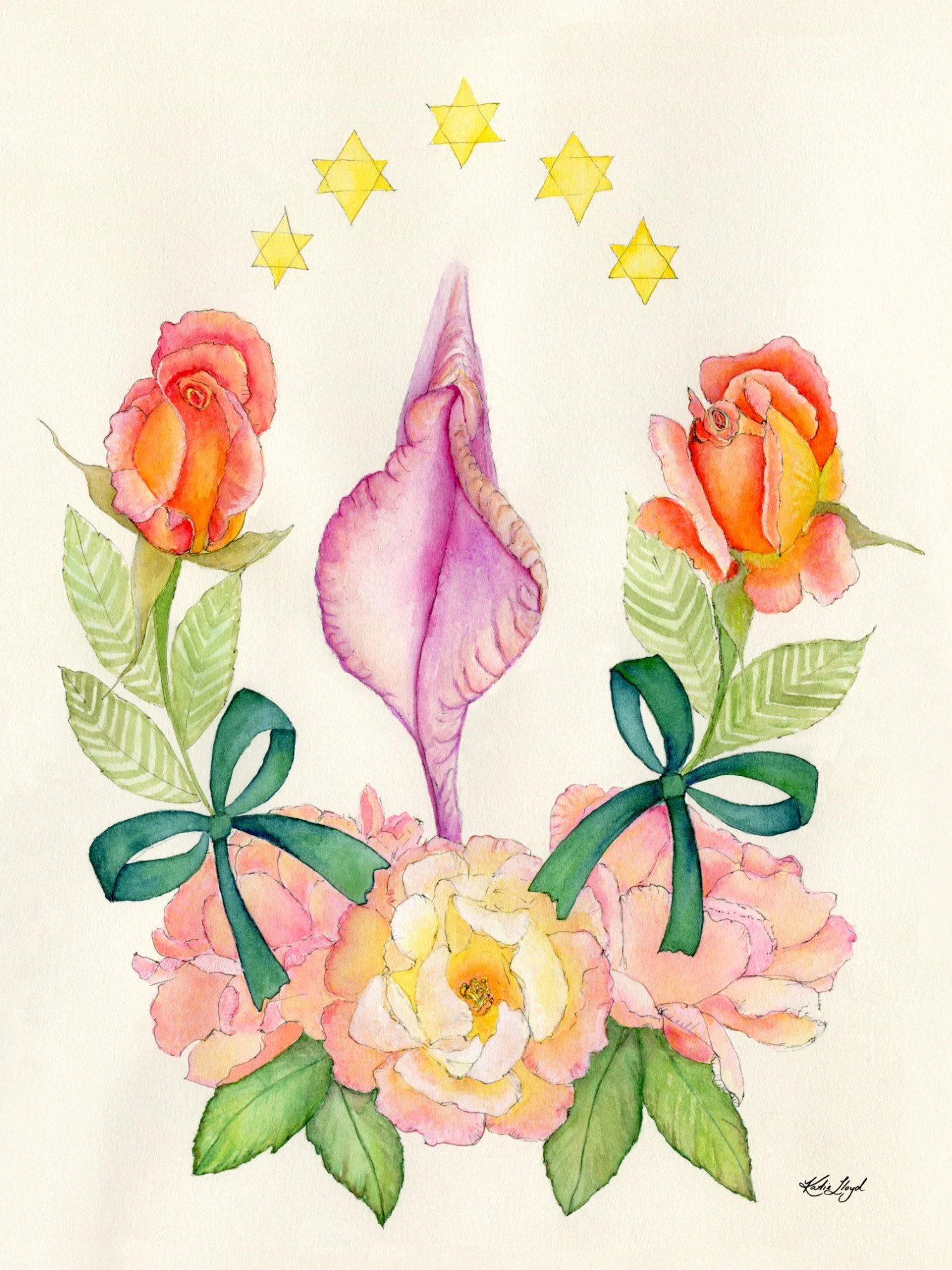 Star Yoni - Watercolour & Ink on paper