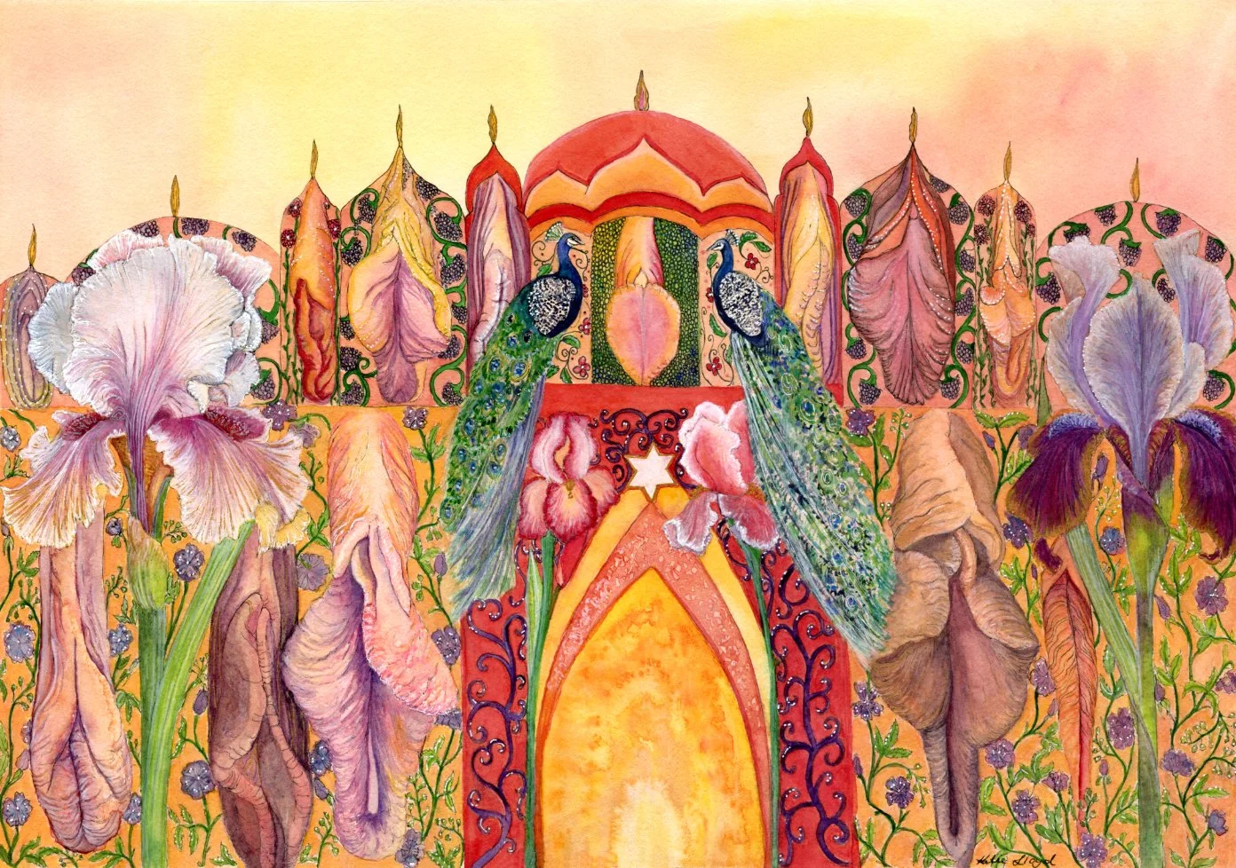 Yoni Temple - Watercolour & Ink on paper