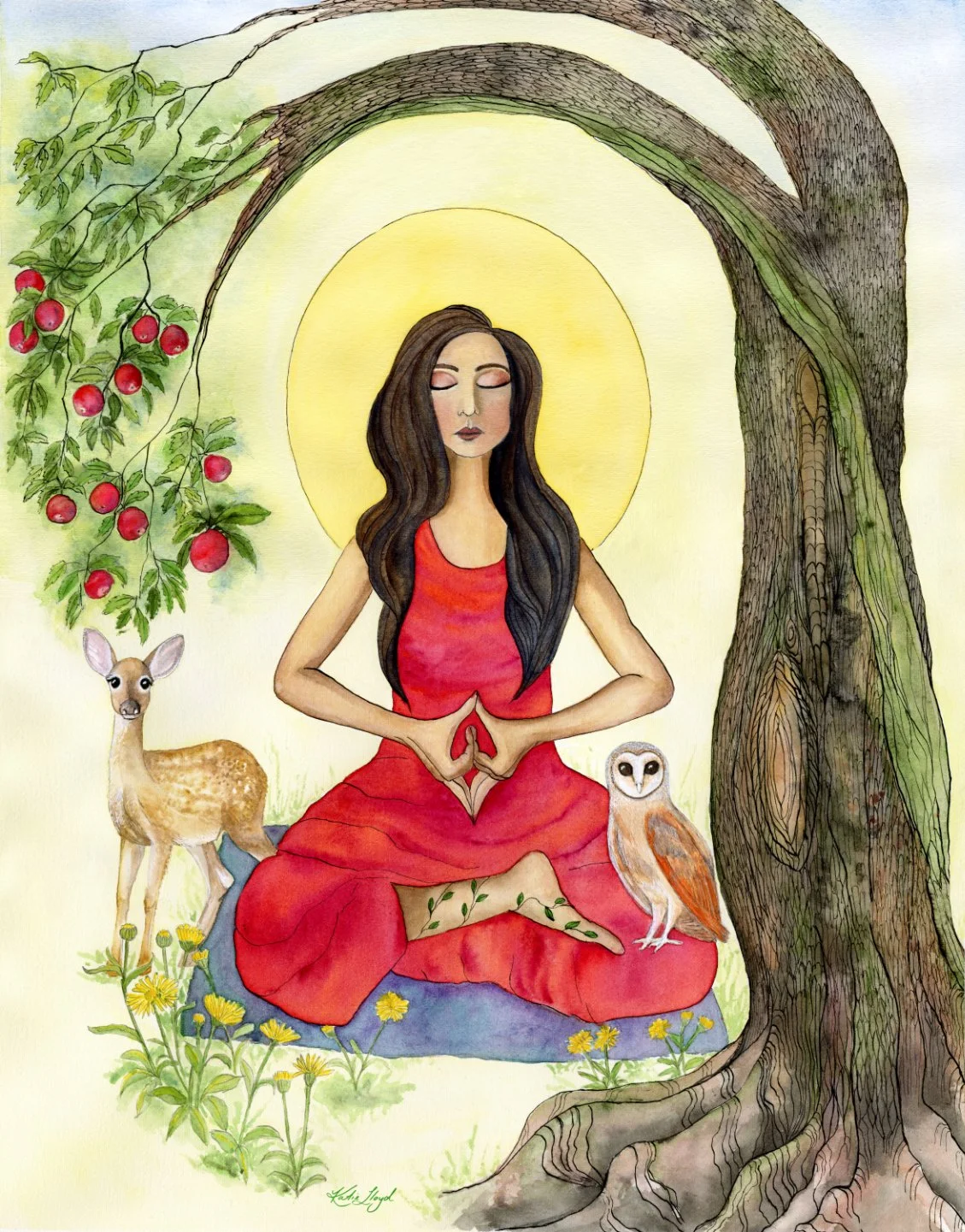 Yoni Mudra - Watercolour & Ink on Paper