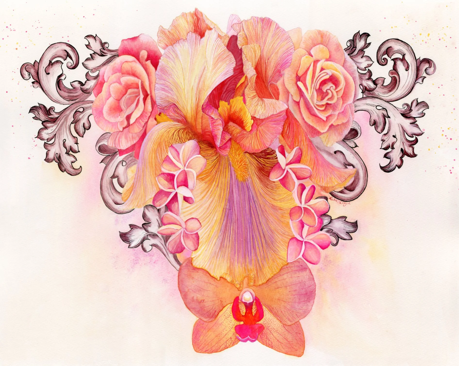 Sunburst - Watercolour & Ink on paper