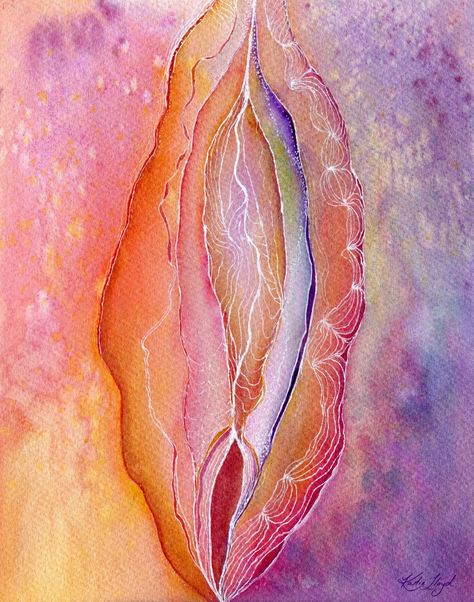 Earth Lines - Watercolour & Ink on Paper 