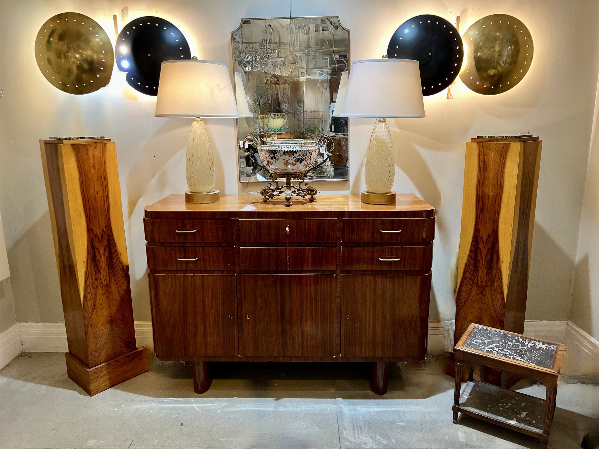 High end French and Italian 1940's lighting and furniture