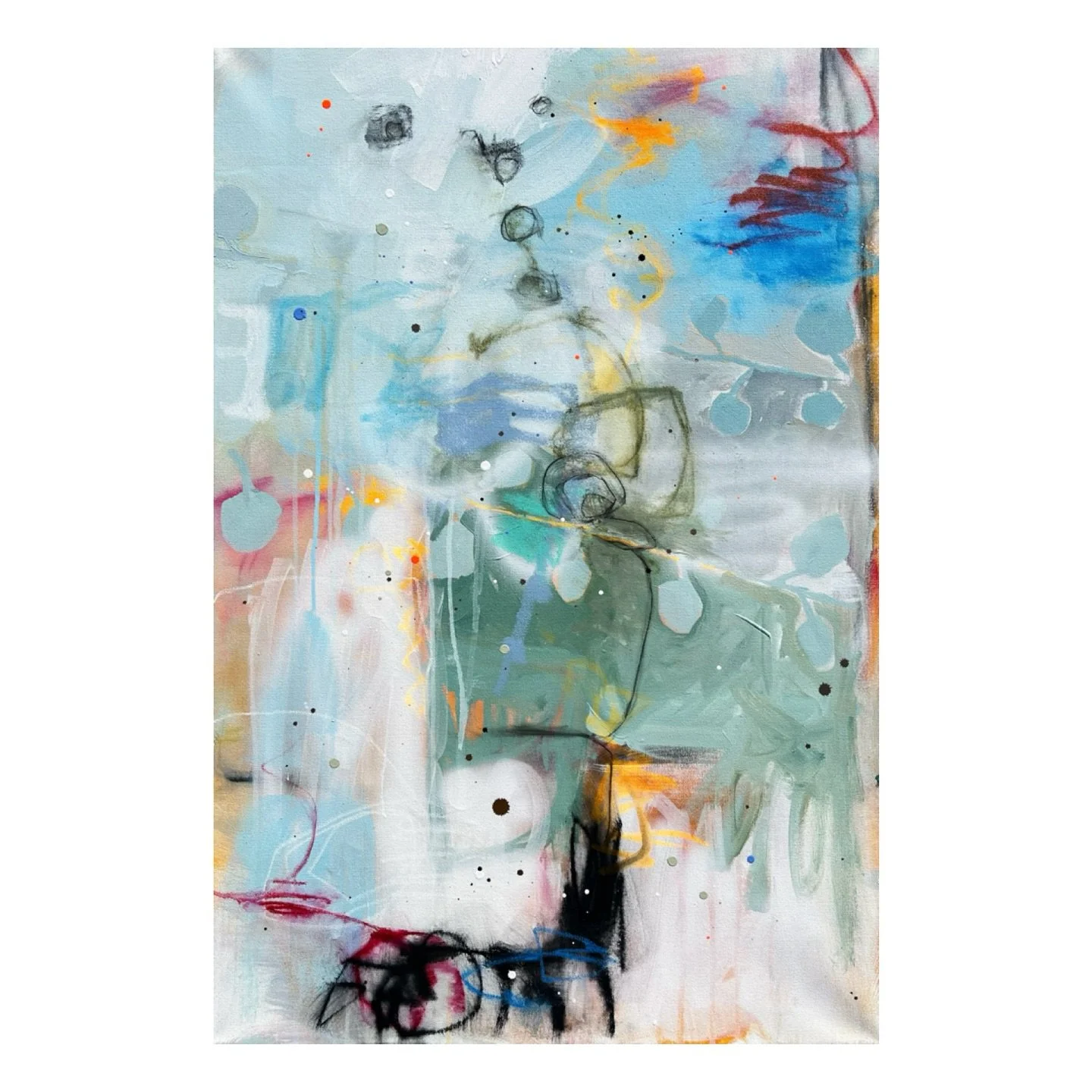 You Ask Me to Help You Build a Bridge
24x36
Mixed media on gallery canvas

The last of 2025. One of my absolute favorites of this year. It felt free rolling out of me, and now somehow more free looking at it in my living room. They are like kids, you