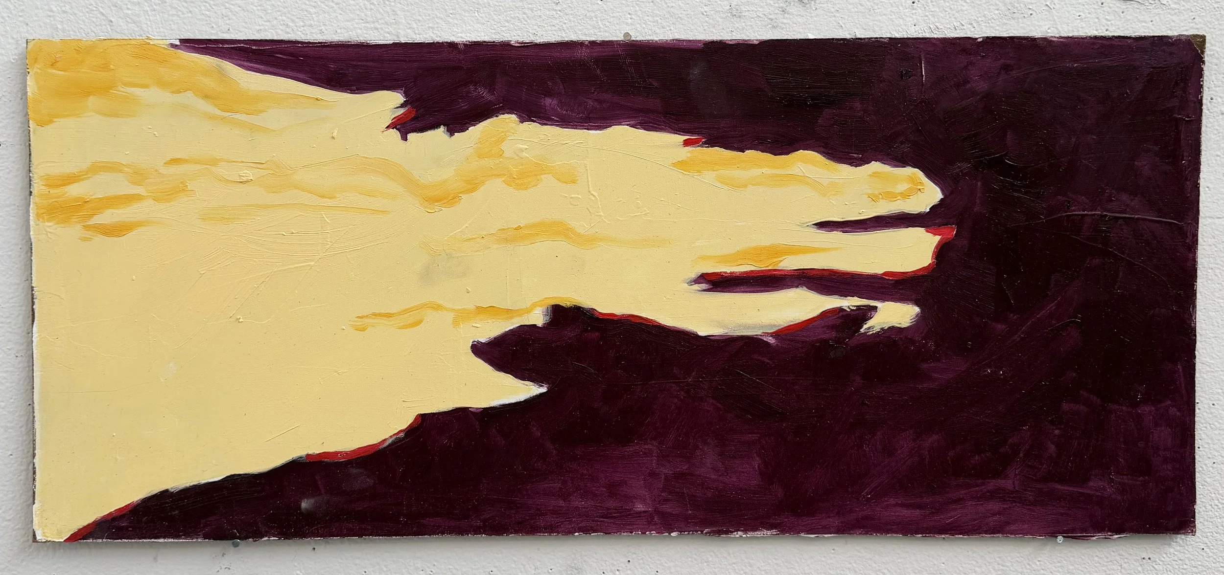 Landscaping Embracing, 2025, Oil on panel, 9x18 in