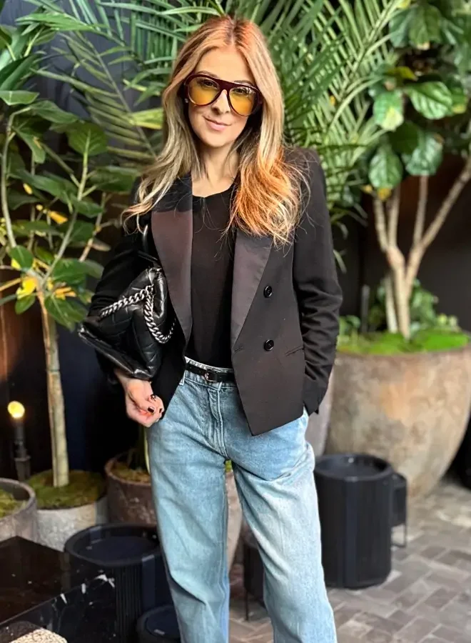 Classic blazer with denim.