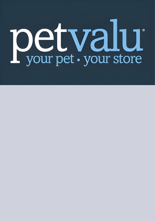 Logo of petvalu with the slogan 'your pet. your store' on a dark background.