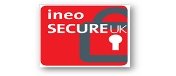 Logo of Ineo Secure UK with a red lock and key design on a grey background