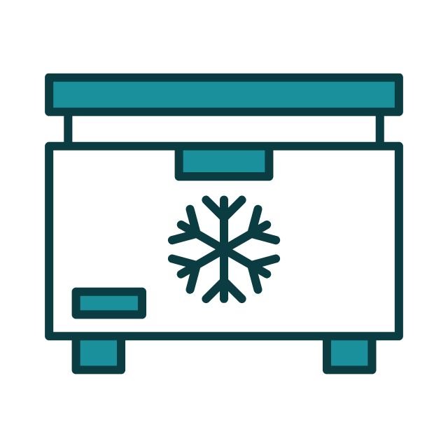 Icon of a chest freezer with a snowflake symbol on the front.