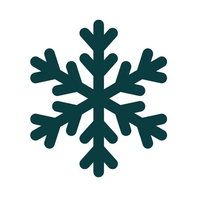 A dark blue snowflake icon on a white background.