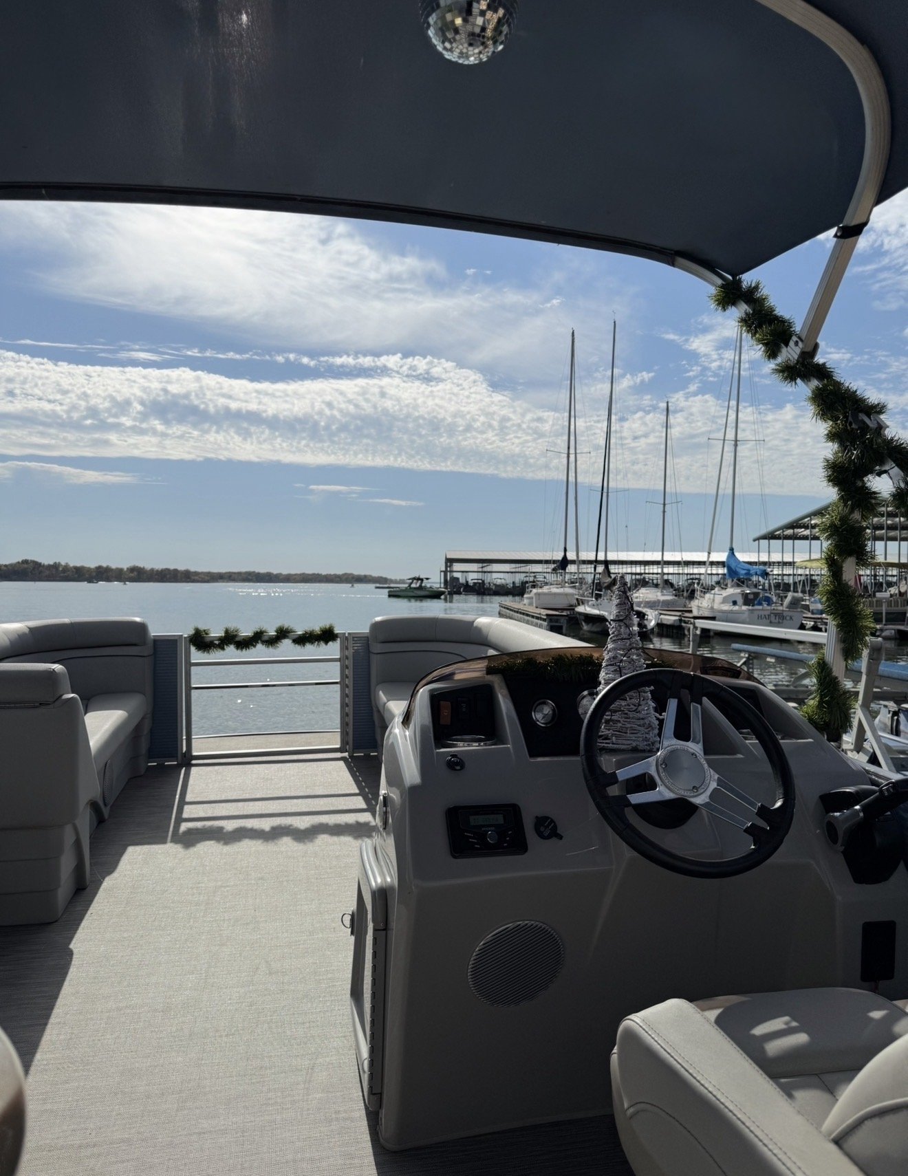 Relaxed lake view from BoatByVal pontoon on Lake Lewisville