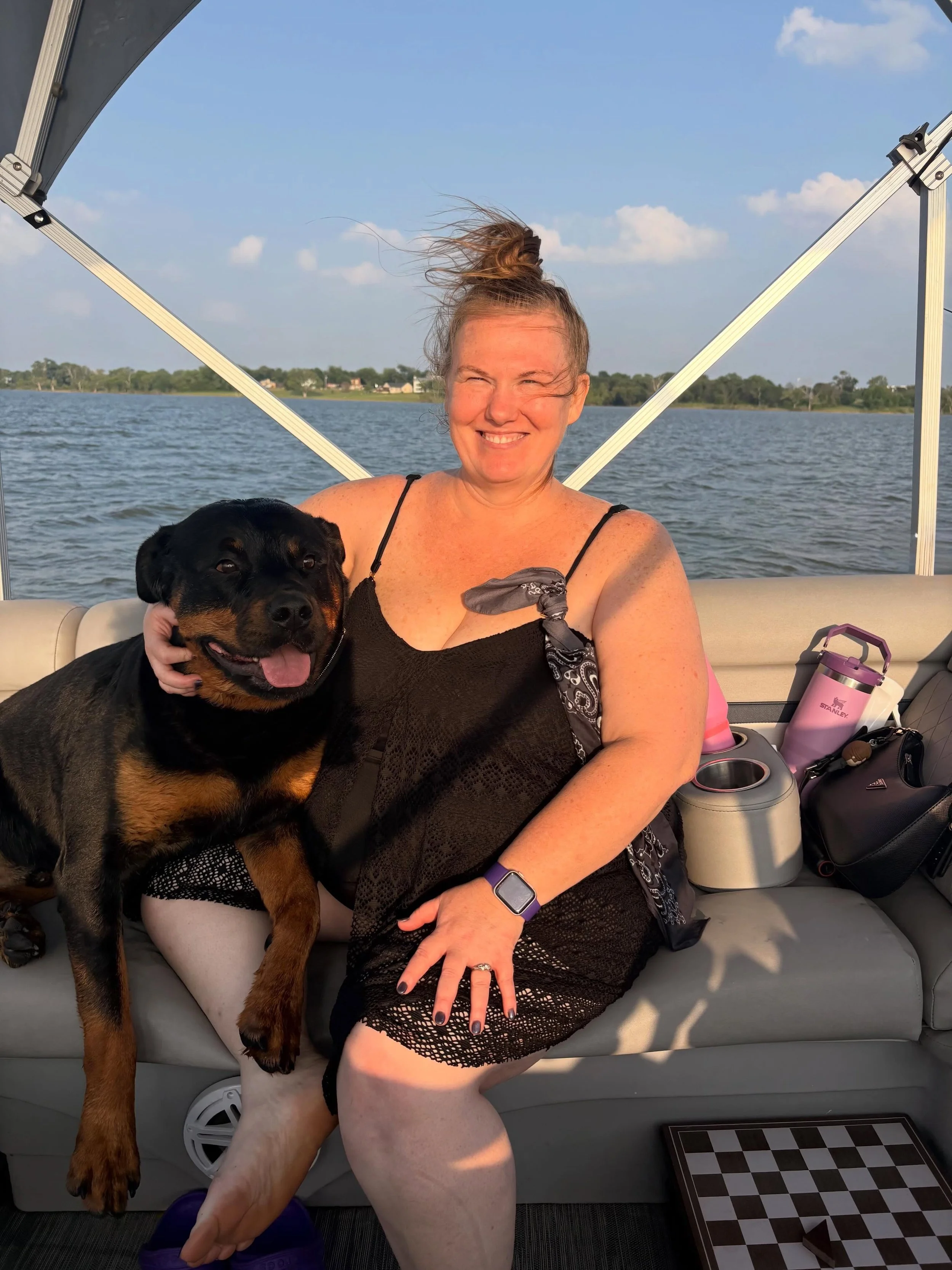 Boat days are better with dogs 🐶🌊

DM to book your lake day 💕

#LakeLewisville #BoatByVal #BoatDay #DFWFun #DogOnBoat PontoonLife