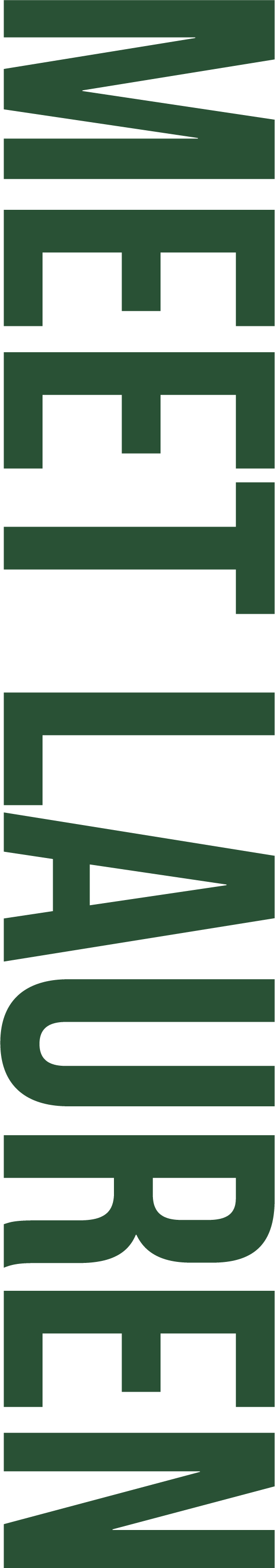 Dark green text spelling 'MEET LAUREN' written vertically