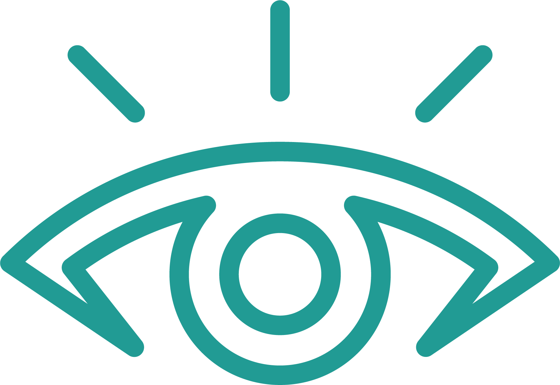 A stylized teal eye icon with a surrounding Wi-Fi signal symbol, representing technology or surveillance.