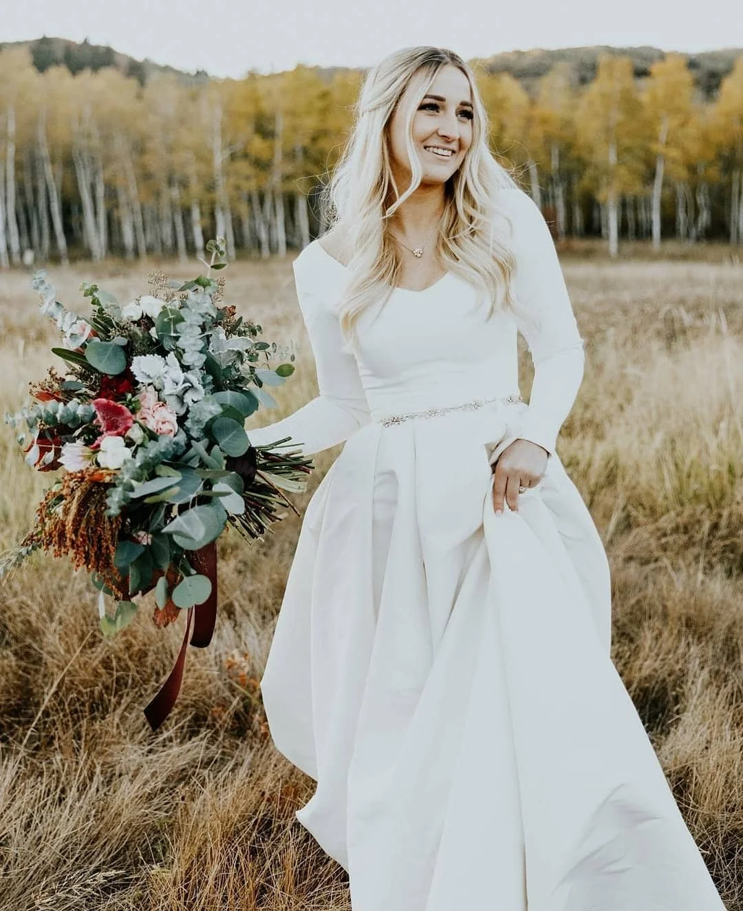 A bride wearing an elegant gown