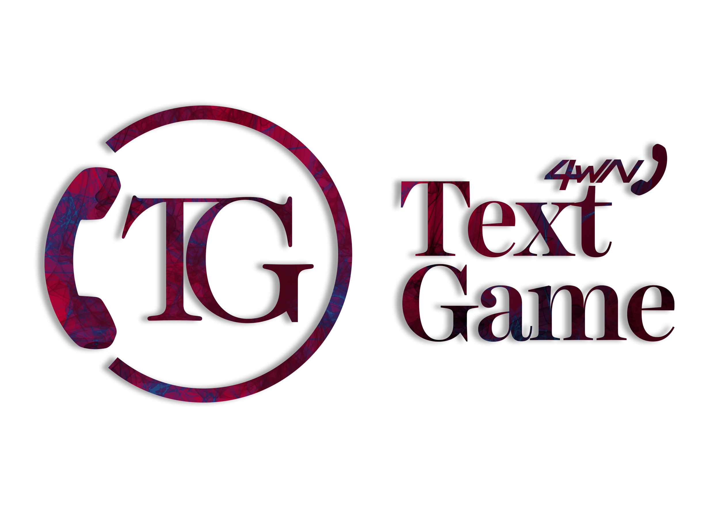 Logo with a phone icon encircling the letters 'IG' and the text 'Text Game' with a small '4WN' above the letter 'T'.