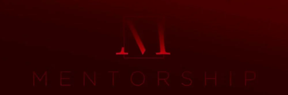 Dark red background with the word 'Mentorship' and a large stylized letter 'M' at the top.